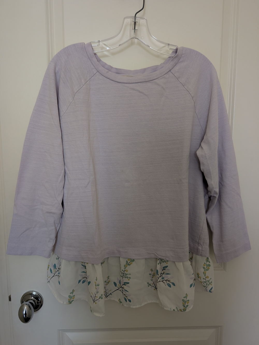 LOFT Lavender Layered Hem Long Sleeve Top